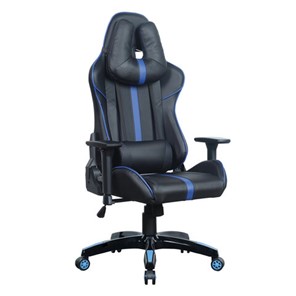 Офисное кресло BRABIX "GT Carbon GM-120", две подушки, экокожа, черное/синее, 531930 в Энгельсе