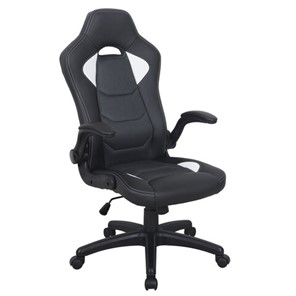 Офисное кресло BRABIX "Skill GM-005", откидные подлокотники, экокожа, черное/белое, 532493 в Саратове