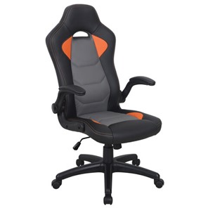 Офисное кресло BRABIX "Skill GM-005", откидные подлокотники, экокожа, черное/оранжевое, 532495 в Энгельсе