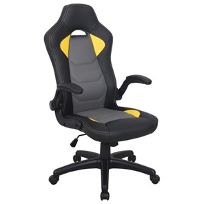 Офисное кресло BRABIX "Skill GM-005", откидные подлокотники, экокожа, черное/желтое, 532494 в Саратове