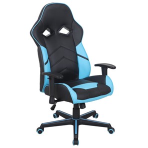 Офисное кресло BRABIX "Storm GM-006", регулируемые подлокотники, экокожа, черное/голубое, 532501 в Саратове