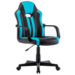 Офисное кресло BRABIX "Stripe GM-202", экокожа, черное/голубое, 532509 в Саратове