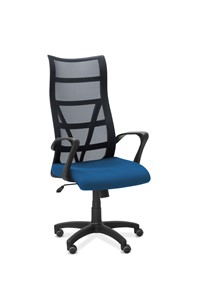 Кресло в офис Топ, сетка/ткань TW / черная/синяя в Саратове