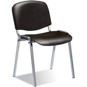 Офисный стул ДамОфис ISO ноги хром +черный кожзам в Энгельсе