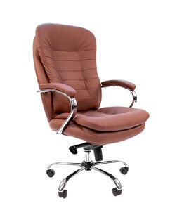 Офисное кресло CHAIRMAN 795 кожа, цвет коричневый в Саратове