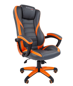 Кресло офисное CHAIRMAN GAME 22 эко кожа, серый/оранжевый в Саратове