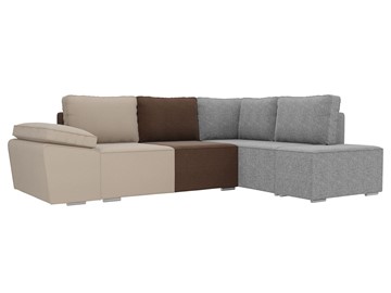 Угловой диван для гостиной Хавьер, Бежевый/Коричневый/Серый (рогожка) в Энгельсе