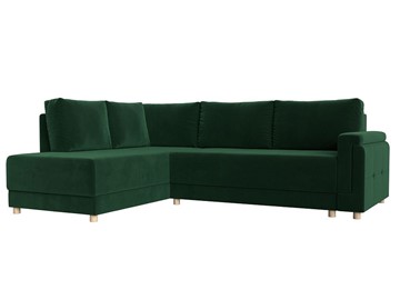 Угловой раскладной диван Лига-024, Зеленый (Велюр) в Энгельсе