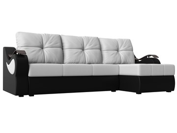 Угловой диван Меркурий, Белый/черный (экокожа) в Саратове