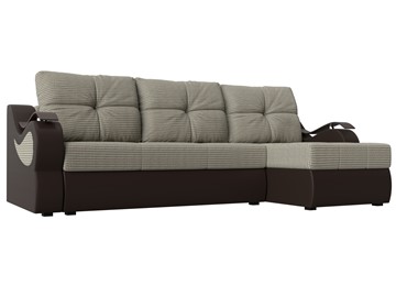 Угловой диван Меркурий, Корфу 02 (рогожка)/коричневый (экокожа) в Саратове
