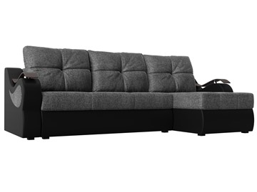 Угловой диван Меркурий, Серый/черный (рогожка/экокожа) в Саратове