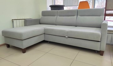 Угловой диван с оттоманкой Марсель Luma 13 серый велюр в Саратове