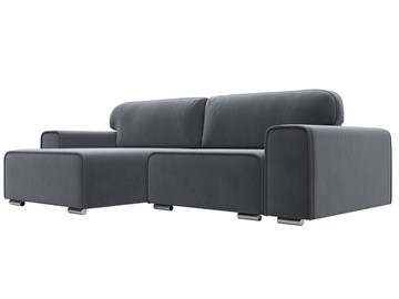 Угловой диван с оттоманкой Лига-029, Серый (Велюр) в Энгельсе