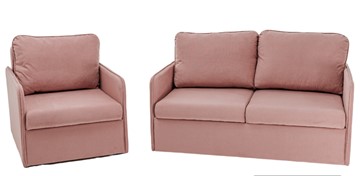 Мебельный комплект Brendoss Амира розовый диван + кресло в Саратове