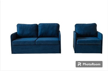 Мебельный комплект Brendoss Амира синий диван + кресло в Саратове