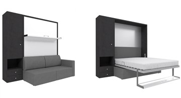 Кровать подъемная Кровать-трансформер Smart (ШЛ+КД 1400), шкаф левый, правый подлокотник в Саратове