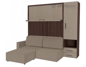Шкаф-кровать Кровать-трансформер Smart (КД 1400+ШП+Пуф), шкаф правый, левый подлокотник в Энгельсе