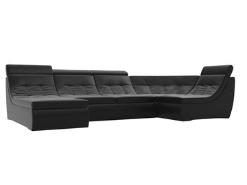 Модульный П-образный диван Холидей люкс, Черный (экокожа) в Саратове