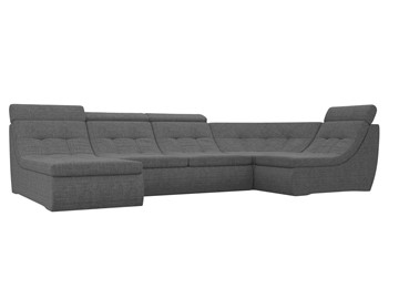 Модульный П-образный диван Холидей люкс, Серый (рогожка) в Саратове