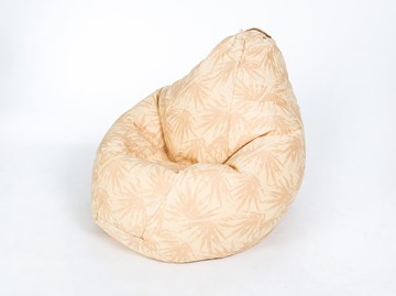 Кресло-мешок Груша малое, жаккард, бежевые листья в Саратове