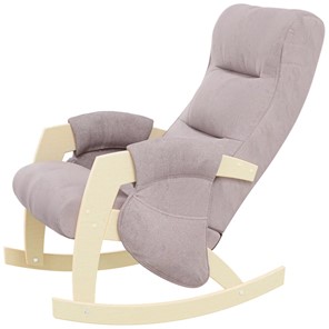 Кресло-качалка ЭЛИТ с карманами Джанни (каркас дуб, сиденье серо-розовое) в Саратове