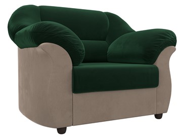 Кресло в гостиную Карнелла, Зеленый/Бежевый (велюр) в Саратове