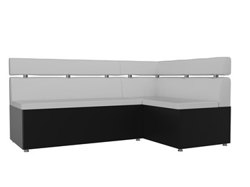 Прямой кухонный диван Классик угловой, Белый/Черный (экокожа) в Саратове