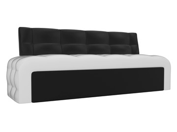Прямой кухонный диван Люксор, Белый/Черный (экокожа) в Саратове