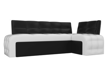 Кухонный диван Люксор угловой, Белый/Черный (экокожа) в Саратове