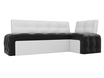 Кухонный диван Люксор угловой, Черный/Белый (экокожа) в Саратове