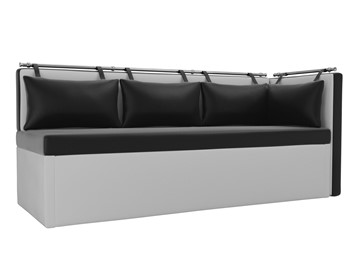Раскладной кухонный диван Метро угловой, Черный/Белый (экокожа) в Саратове