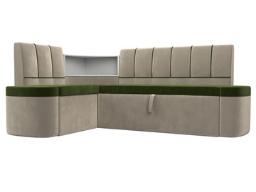 Раскладной кухонный диван Тефида, Зеленый\Бежевый (Микровельвет) в Энгельсе