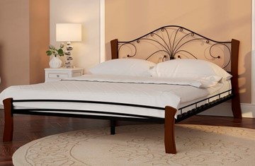 Кровать 2-спальная Фортуна 4 Лайт, 1600, черный/махагон в Энгельсе