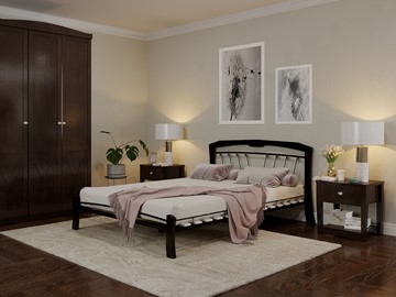 Кровать двуспальная Муза 4 Лайт, 1600, черный/шоколад в Саратове