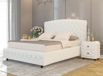 Двуспальная кровать Salvatore Grand 200x200, Экокожа (Белый) в Энгельсе