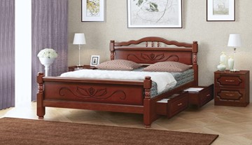 Кровать с выкатными ящиками Карина-5 (Орех) 140х200 в Саратове