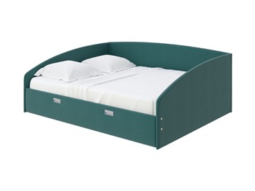 Кровать двуспальная Bono 160х200, Велюр (Forest 560 Морская волна) в Саратове