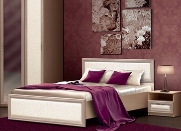 Кровать в спальню Камелия, 1600, шимо светлый/белый кожзам в Энгельсе