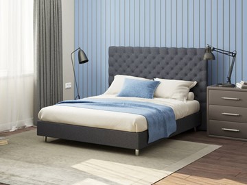 Кровать 2-спальная Proson Paris Boxspring Standart 200х200, Рогожка (Savana Grey (серый)) в Энгельсе