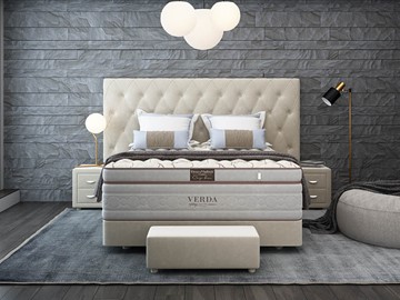 Спальная кровать Luxe/Podium M 160х200, Флок (Велсофт Бежевый) в Саратове