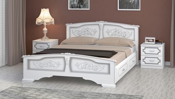 Кровать с выкатными ящиками Елена (Белый Жемчуг) 160х200 в Саратове