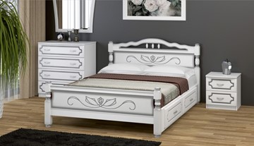 Кровать с выкатными ящиками Карина-5 (Белый Жемчуг) 160х200 в Энгельсе