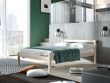 Спальная кровать Мебельград Рино с опорными брусками 160х200 массив сосны, без покрытия в Саратове