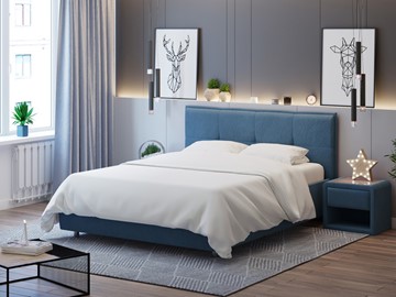 Кровать в спальню Lino 140х200, Велюр (Monopoly Прованский синий (792)) в Энгельсе