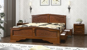 Кровать с выкатными ящиками Елена (Орех) 140х200 в Саратове