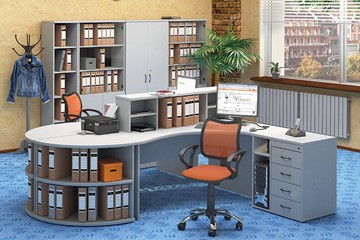 Комплект офисной мебели Moно-Люкс для 2 сотрудников с большим шкафом и тумбами в Энгельсе