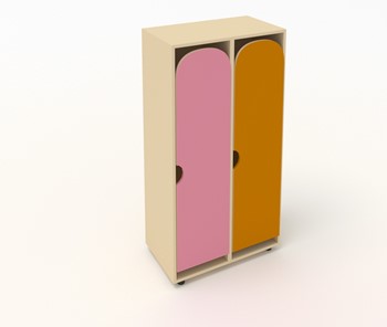 Двухдверный детский шкаф ШГ2 Беж+Оранжевый+Розовый в Энгельсе