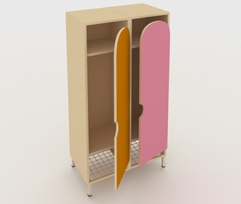Двухдверный детский шкаф ШГС2 Беж + Розовый+Оражневый в Саратове