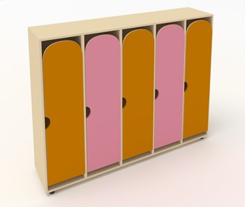 Распашной шкаф ШГ5У Беж+Оранжевый+Розовый в Саратове