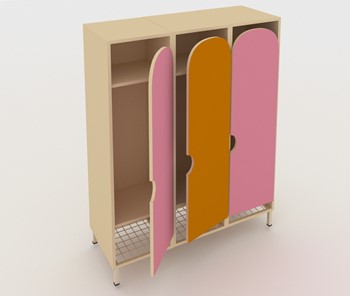 Распашной детский шкаф ШГС3 Беж + Розовый + Оранжевый в Саратове